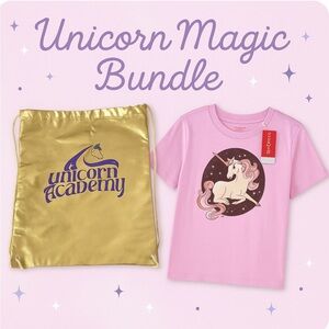 Unicorn Academy Bag and Girls Unicorn Tee Bundle